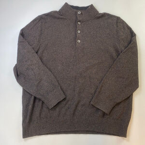 GAP Sweater Mens XXL Brown Mock Neck Button Up Heritage Old Money Preppy Cottage